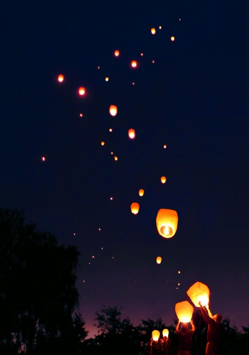 Beileidskarte wünscht Ballonhimmel Vorderseite