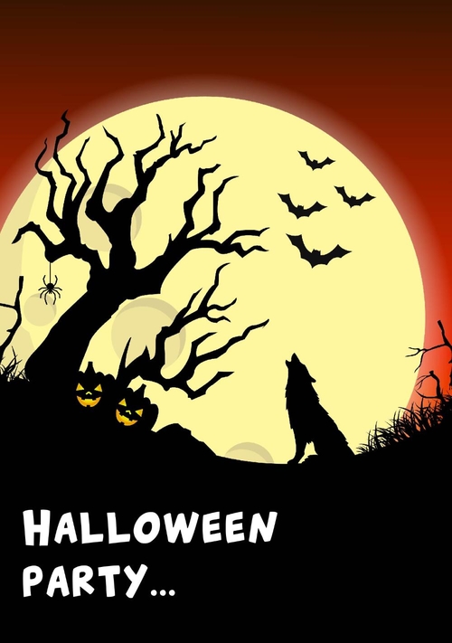 Halloween Kartenparty Werwolf Vorderseite