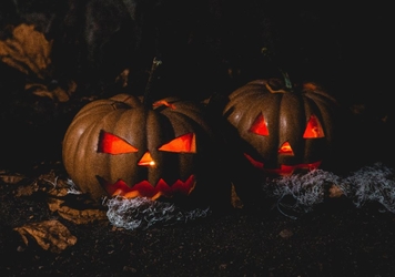 Halloween Karte Kürbis mit Licht Vorderseite